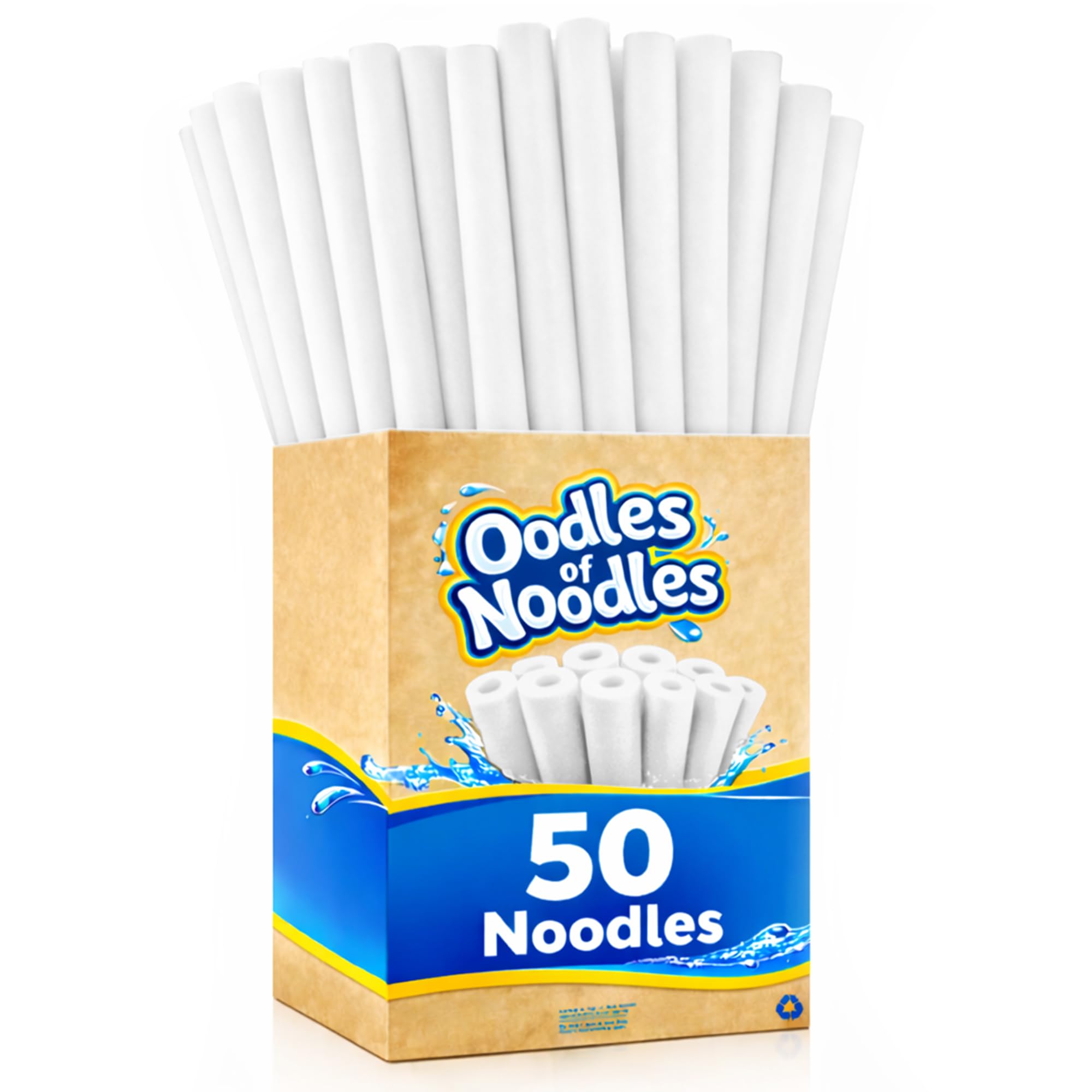 Oodles of Noodles Deluxe Rainbow Swimming Pool Noodles Foam- Pack of 50 - Approx. 48 inch x 2.5 inch Multi-Purpose Foam Tubes, Pool Floats for Water Fun, Exercise, Crafts, Padding, Insulation &amp; More