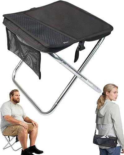 Rocalt Taburete portátil para camping, taburete plegable ultraligero, sillas de bolsillo de aluminio de grado aeronáutico para adultos, taburete de