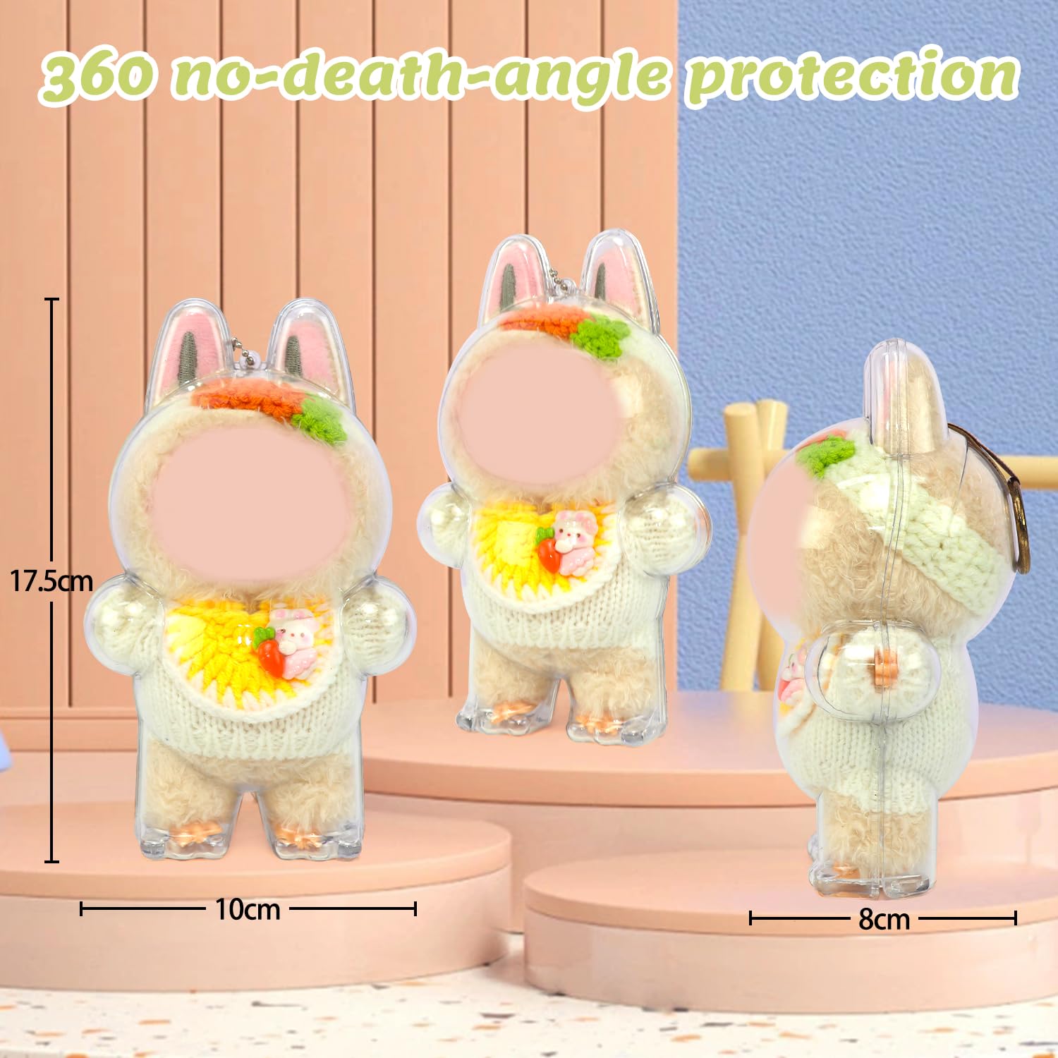 Condition photo showing New/Like New for 1 Pcs Doll Protective Case for 17 CM Standing Figure, Clear Acrylic Doll Display Storage Box with Key Chain Strap, Portable Showcase Cover for Collectibles