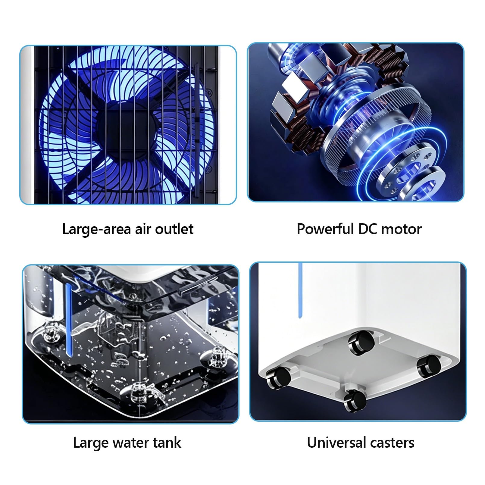 Enfriador de aire 25L con 2 bloques de hielo, 2000m³/h, 80W, 3 vel., 3 modos, mando, temporizador, oscilación, para 15-20m²