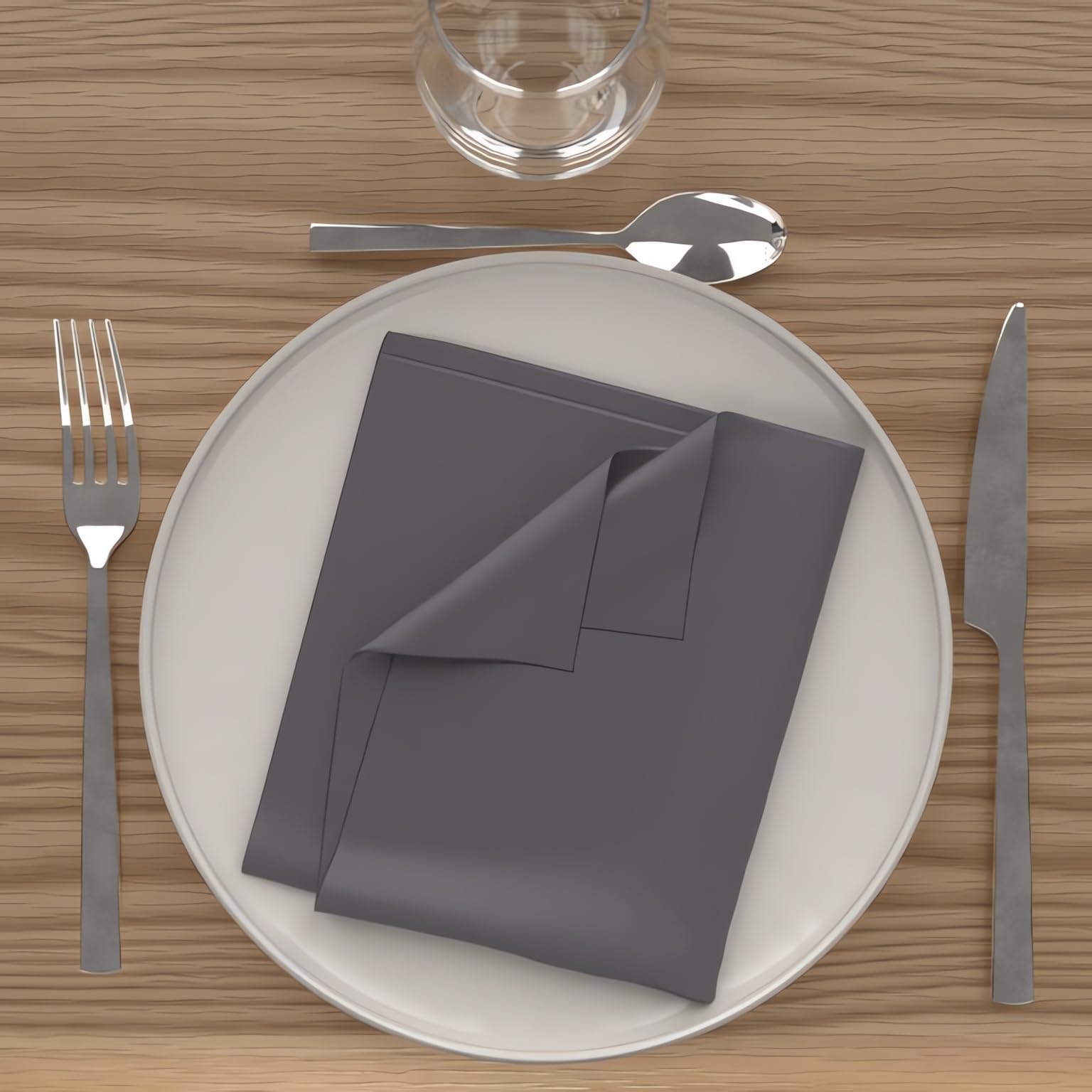 Soleil d 'Ocre Alix Set of 3 Polyester Napkins 45 x 45 cm, polyester, anthracite, 45x45 cm