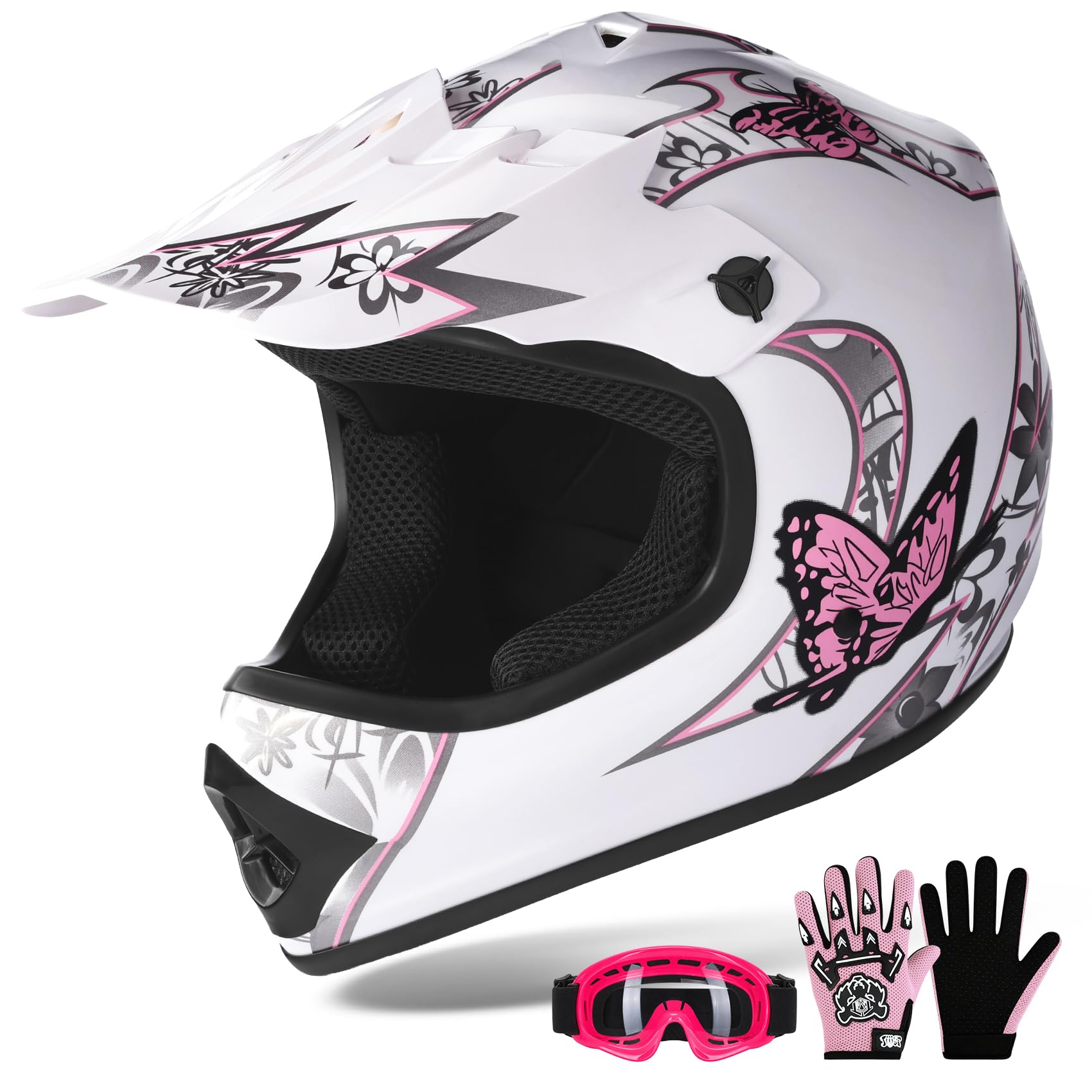 baby blue motorcycle helmet white flowers XFMT: Youth Kids justarrived Electric Bikes No Credit color:gunmetal/black this full