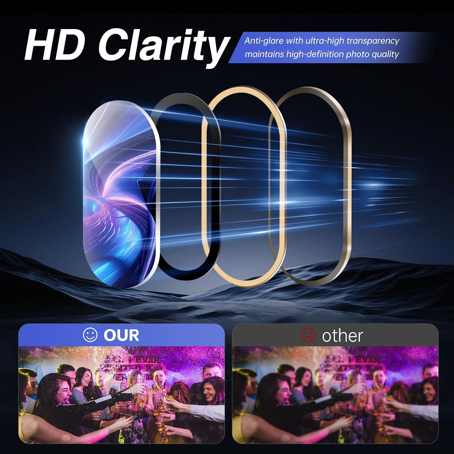 2 Pack Camera Lens Protector for Oculus Meta Quest 3 Accessories, Alloy Frame, 9H Hardness Tempered Glass, Anti-Scratch, High Definition, Case Friendly, Silver+Golden
