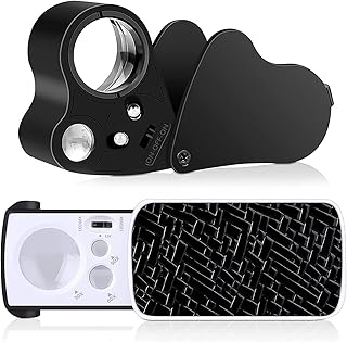 2 Pack Illuminated Jewelers Loupe, 30X 60X 90X Portable Eye Loupe Magnifier Lighted Magnifying Glass with Bright LED Light for Jewelry Coins Gems Stamps Watches Rocks