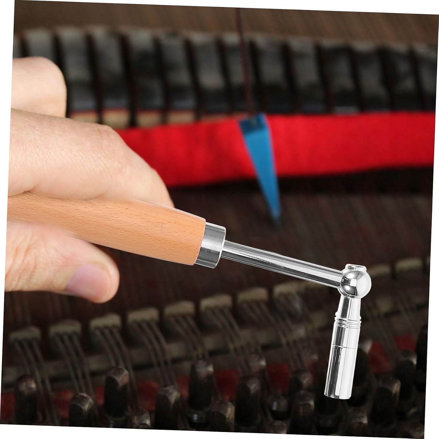 Small Piano Tuning Wrench with Wood Handle Steel Spanner