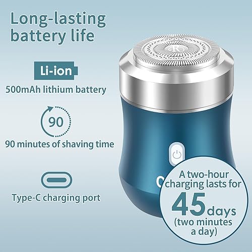 Miniatura 3 de Mini afeitadora eléctrica, cuerpo de aleación de aluminio, cabezal de afeitadora flotante 3D, carga tipo C, uso durante 45 días, IPX7 impermeable,
