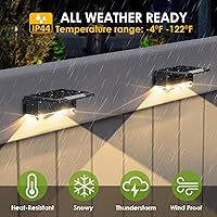Vista 5 de Solar Fence Lights Outdoor - 3000/4000/6000K 3 Modes, IP44 Waterproof Fence Lights Solar Powered, Dusk to Dawn Solar Light for Outside