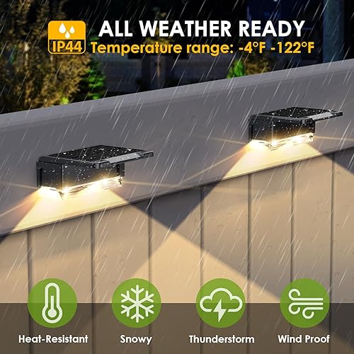 Miniatura 5 de Luces solares para valla al aire libre 300040006000 K, 3 modos, IP65 impermeable luces de valla alimentadas por energía solar, luz solar del