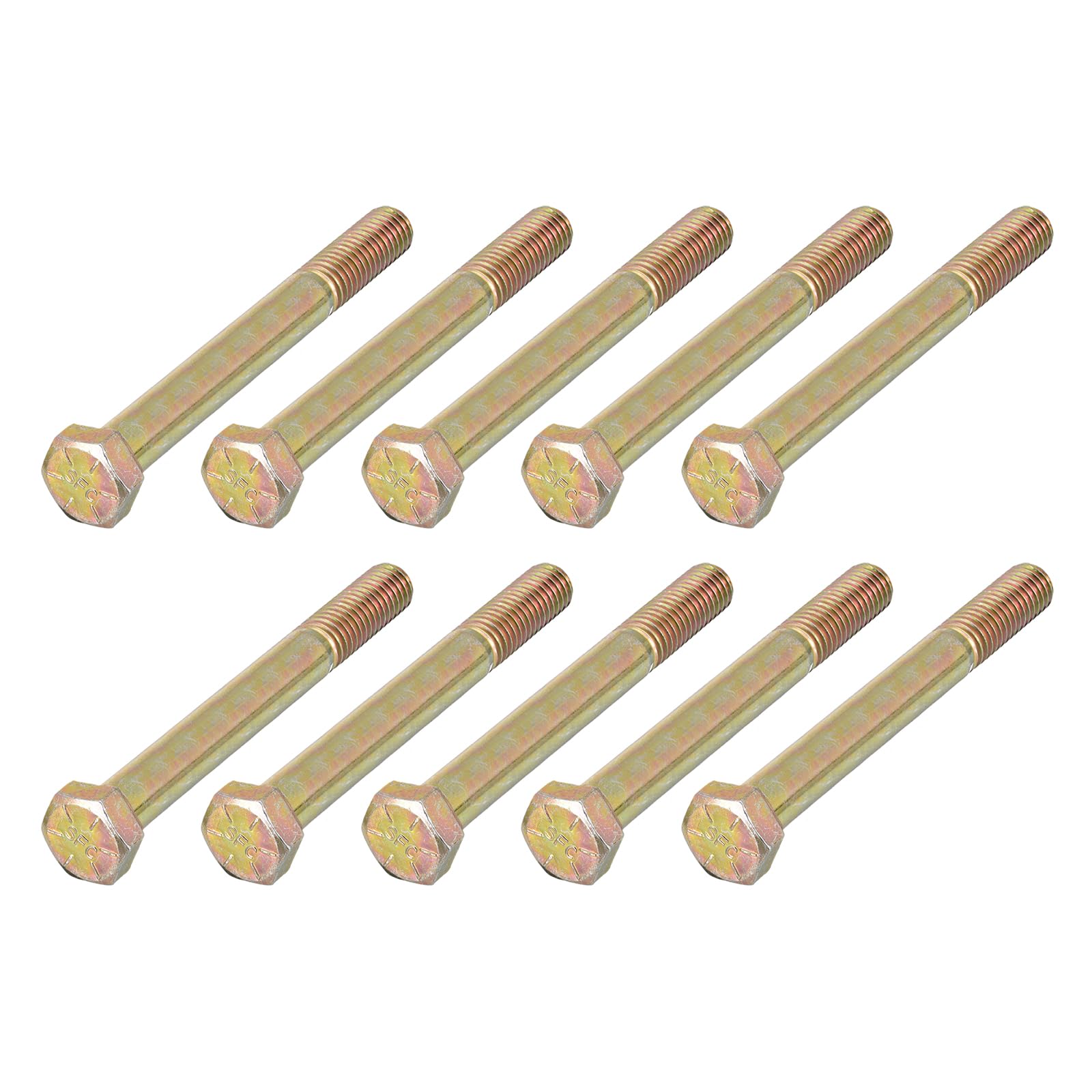 METALLIXITY Hex Bolts (1/2-13x5") 10Pcs, Carbon Steel Zinc Plated Partial Threaded, Coarse Thread UNC Hex Head Screw Bolt