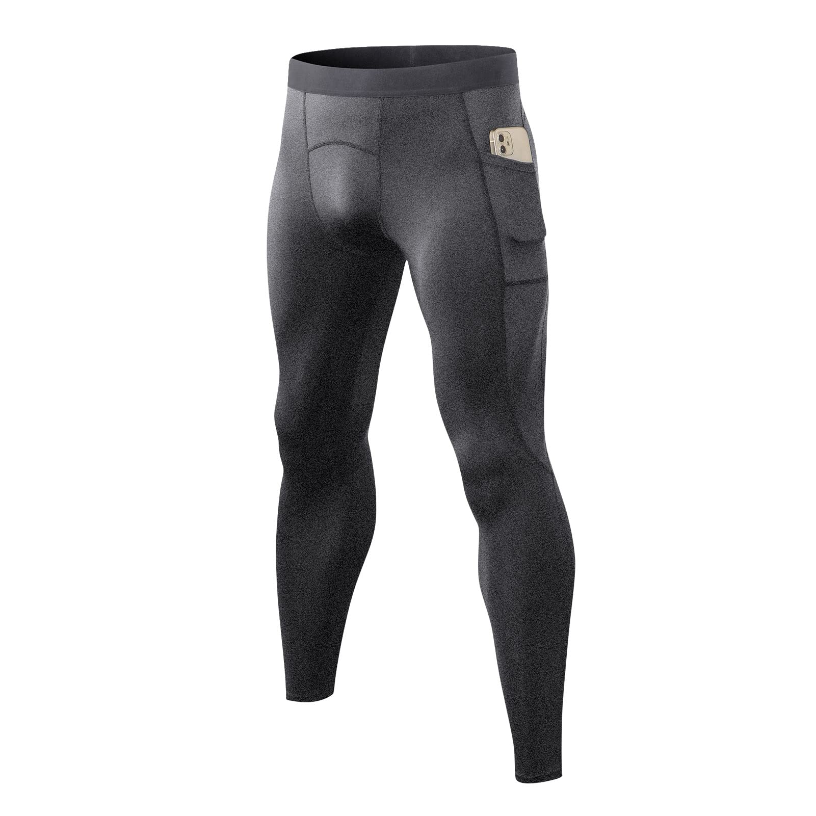aixing Men Sports Pants Elastic Waist Side Pockets -Wicking Stretchy Tights Running Weightlifting Athletic Leggings-picture-13
