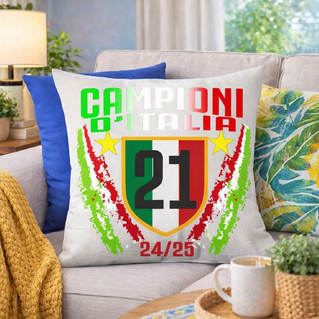 Cuscino Calcio Scudetto Inter-Nazionale Campioni D'Italia 2025/2026 21 Scudetti Seconda Stella 38x38 cm