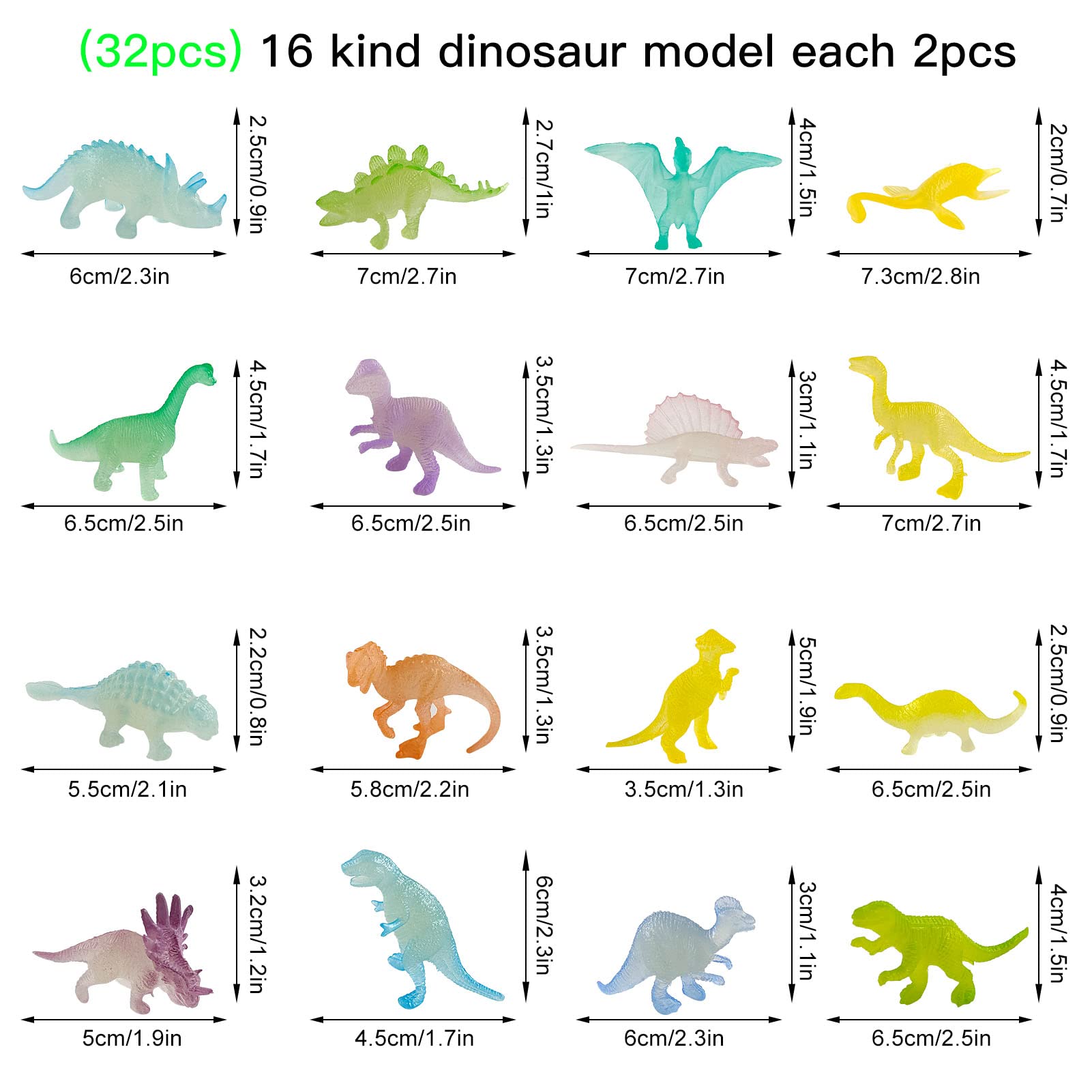 TOPJOWGA Leuchtende Dinosaurier Figuren - 32 Stück Mit Tattoos