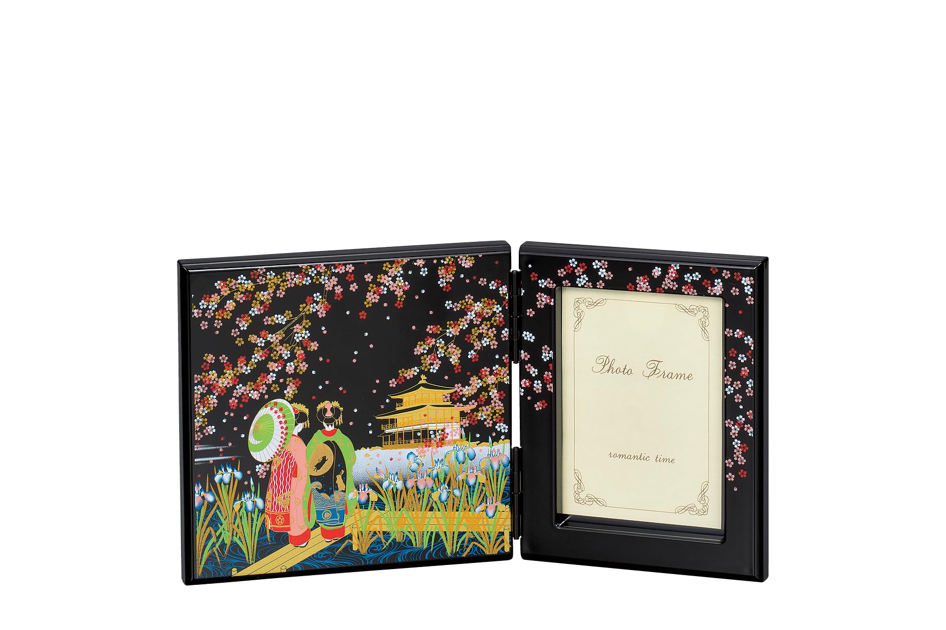 ?????? Nakatani Brothers Shokai Yamanaka Lacquer Folding Screen Photo Frame, Black, Maiko 37-3005