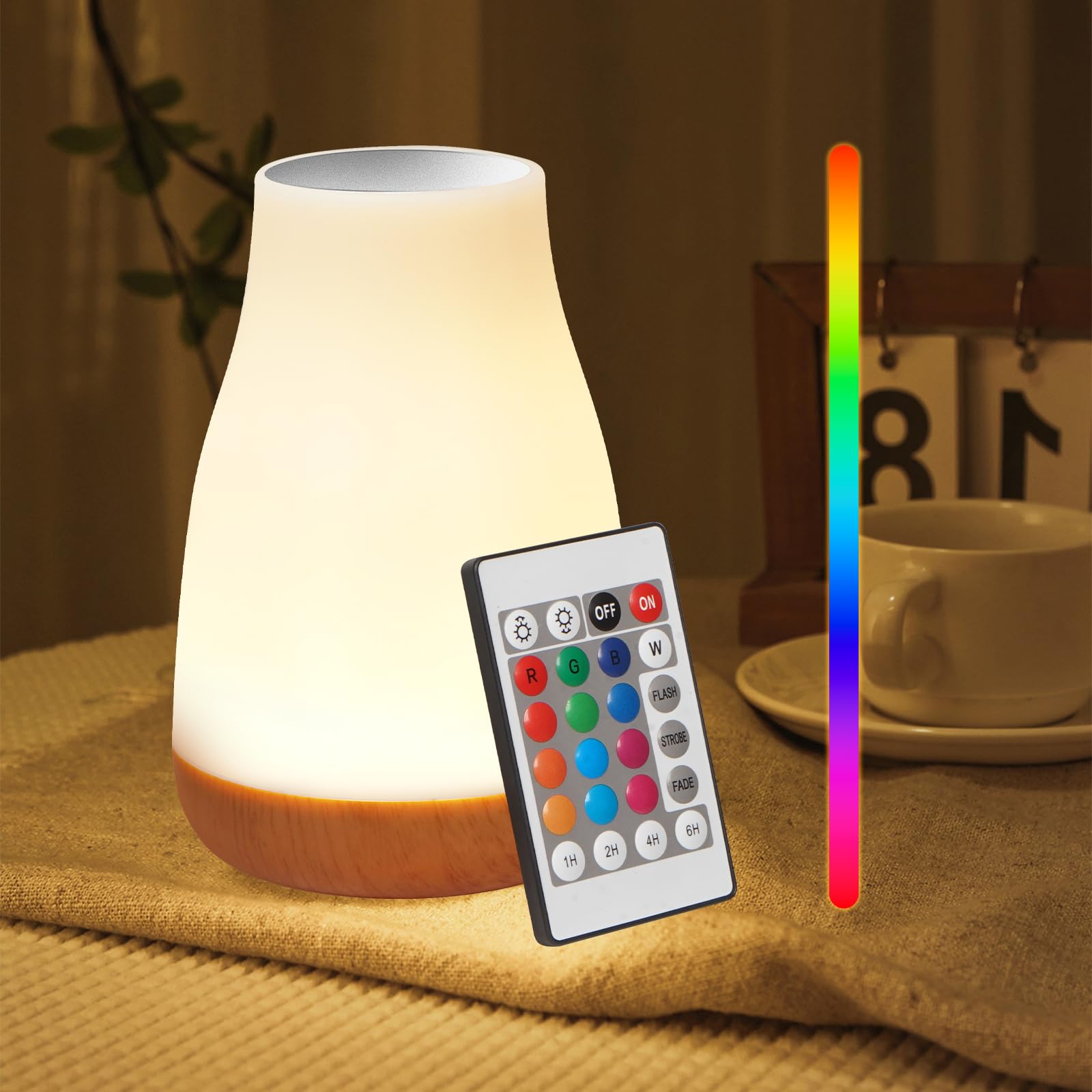 Night Light 13 RGB Colors 5 Brightness USB Rechargeable Desk Lamp Remote Control Dimmable Night Light with RGB