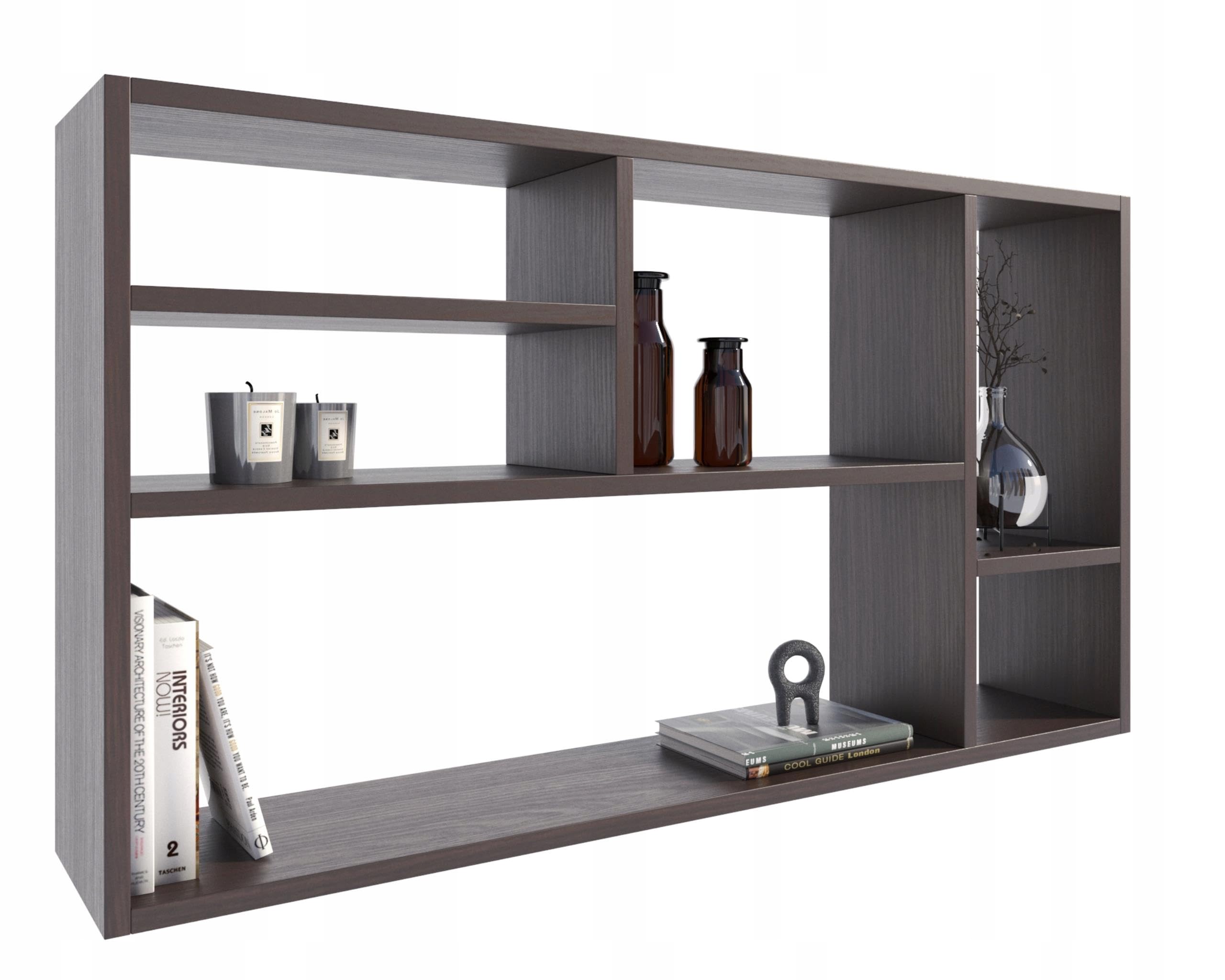 MATKAM Wandregal Milano für Bücher und Dekorationen, Stilvolles Hängeregal für Ihr Zuhause (Wenge)