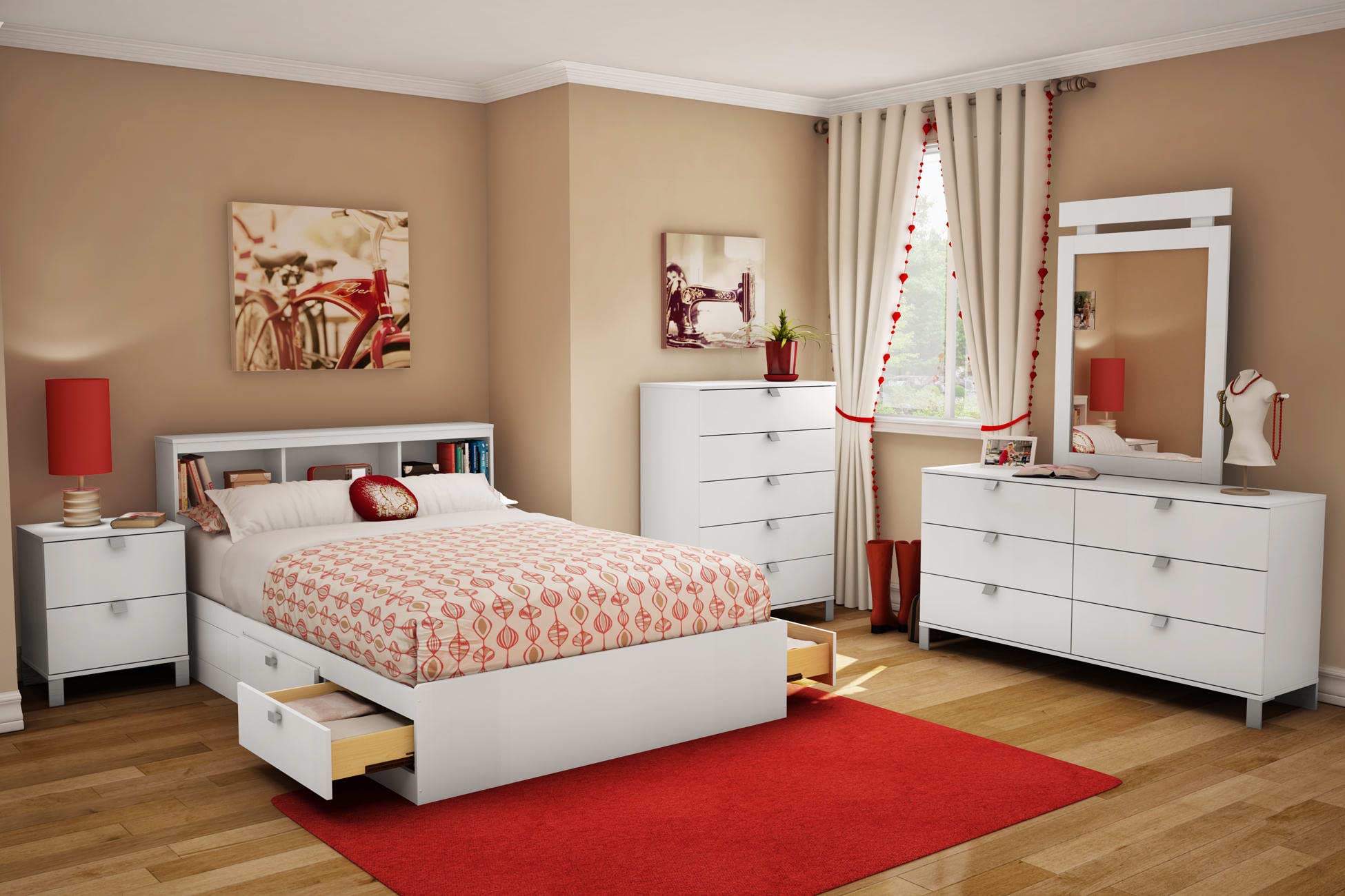 Amazon.com: South Shore Spark Mates Bed with 4 Drawers, Full 54
