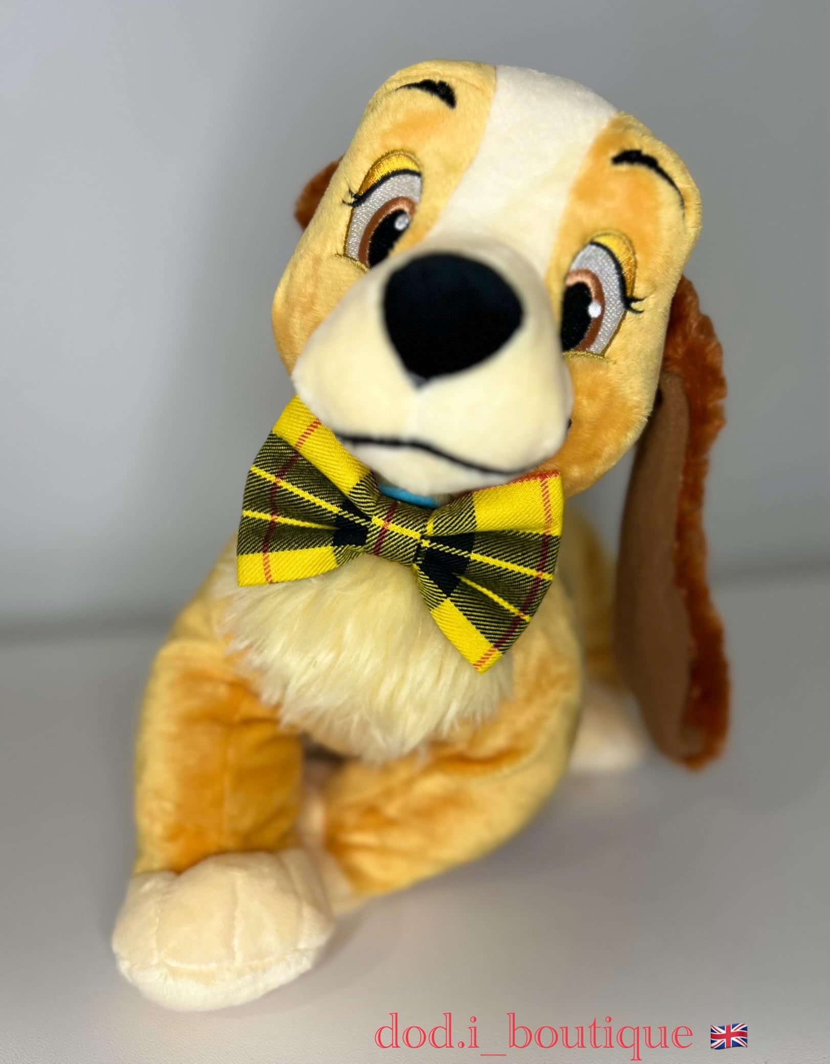 New Dogs Bow Tie Tartan woven Elastic Band attach COLLAR ACCESSORY Handmade UK (Medium Tartan Yellow woven) - Image 3