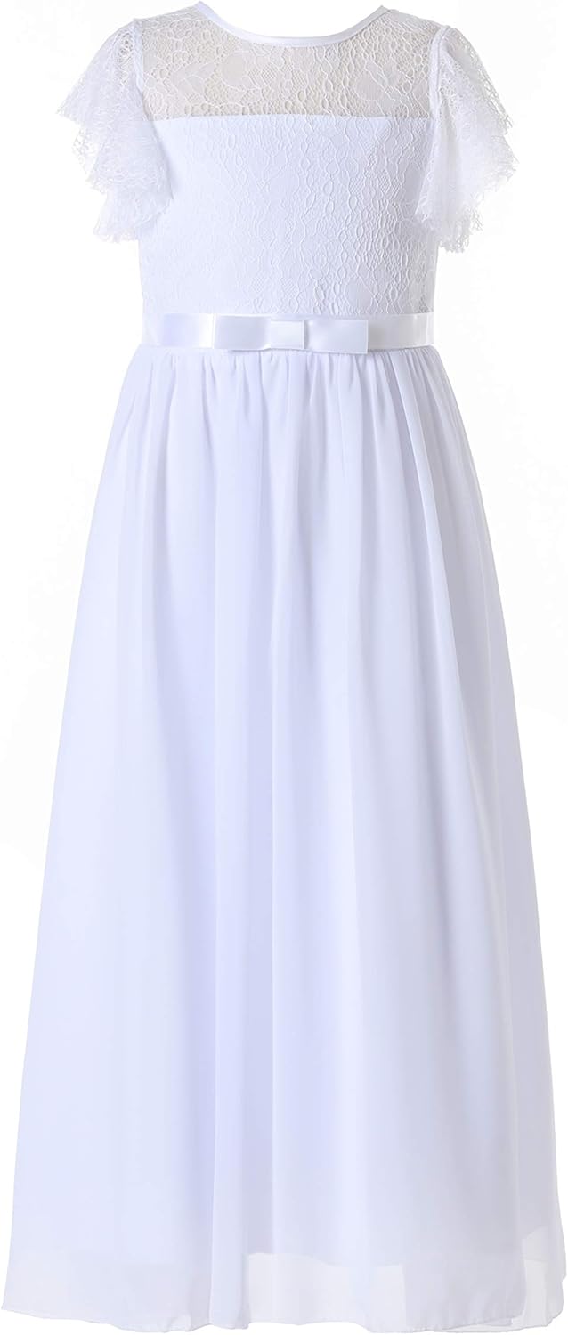 Glamulice Flower Girl Bohemian Dress Ruffle Chiffon Wedding Bridesmaid Holiday Beach Dresses