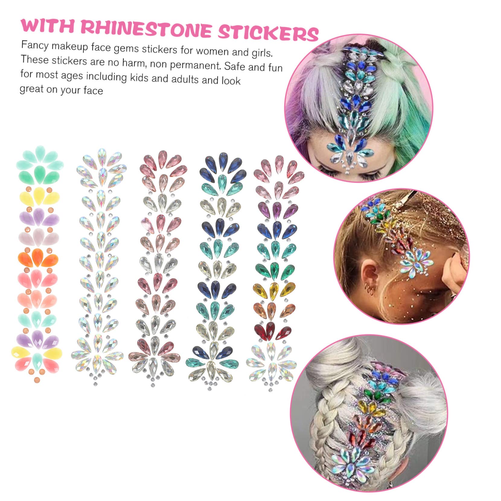 15hojas Gemas Faciales Autoadhesivas Para Maquillaje Para Fiestas Cosplay y Eventos Especiales Agrega Brillo y Glamour Tu Look
