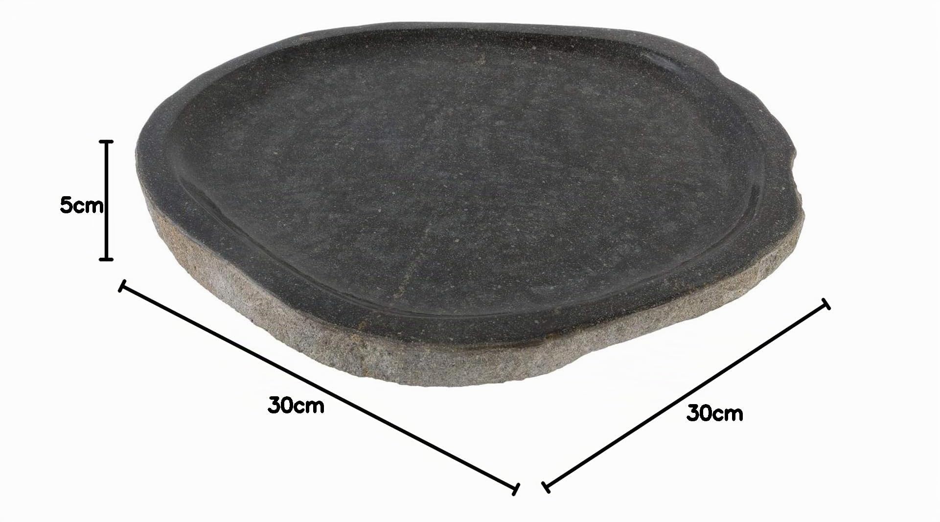 Flussstein Tablett grau rund 30 cm - Naturstein Schale Badezimmer Deko Granit Seifenplatte