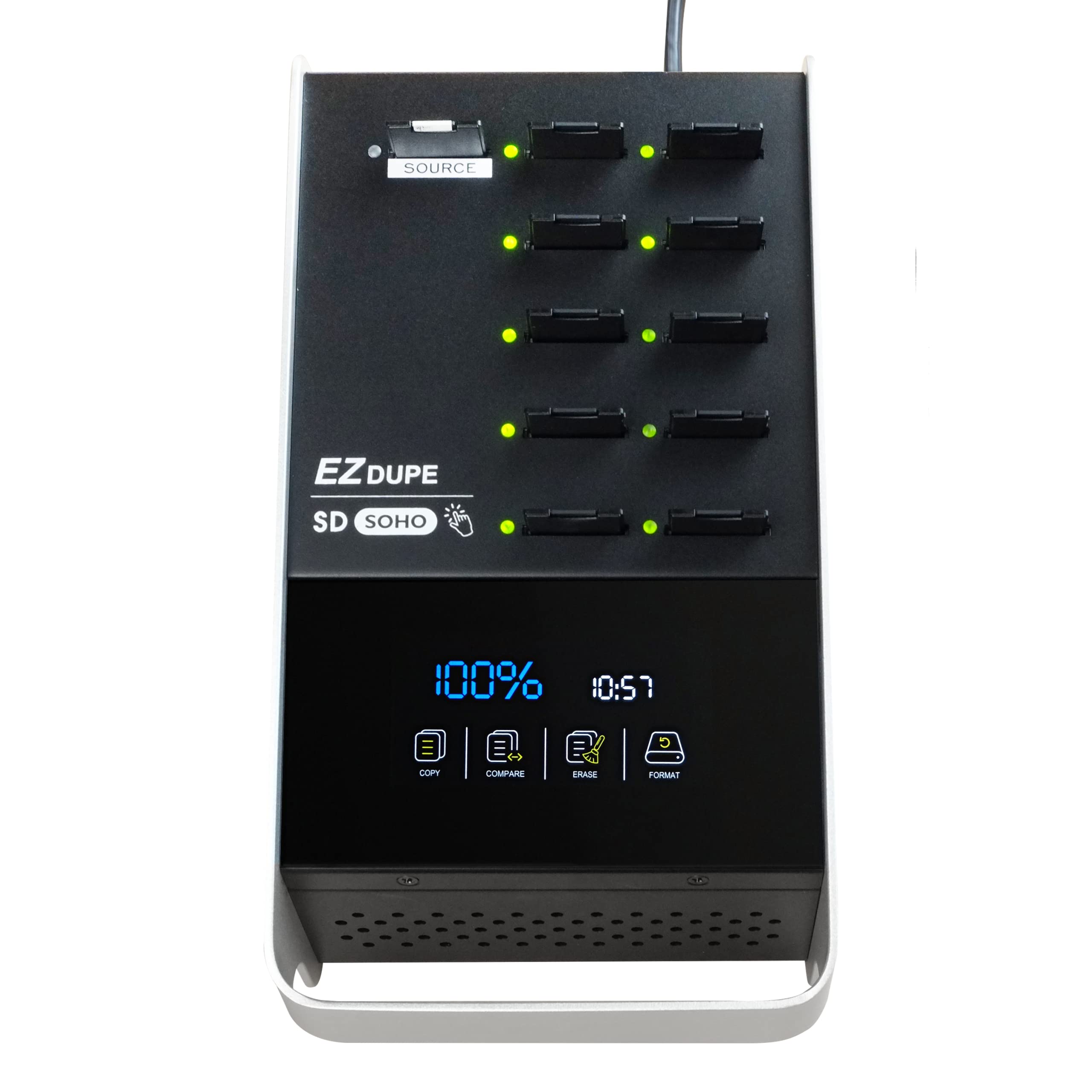 EZ DUPE Duplikator 1 do 10 SD – przyjazny dla użytkownika ekran dotykowy – kopiarka kart pamięci SD SDHC (SOHO SD Touch)