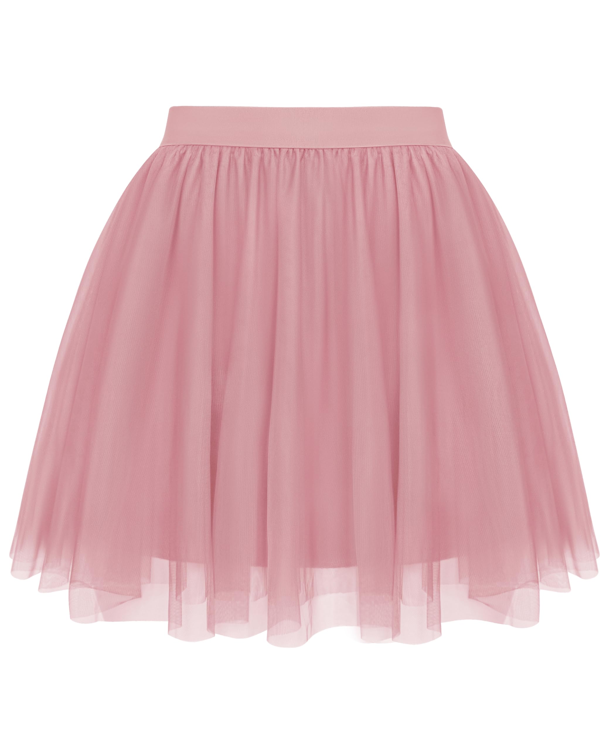 Lovasy Tüllrock Damen Kurz Schwarz Rock 2 Lagen Tüll Elastische Taille Sommerrock Party Prom Rock