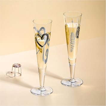 RITZENHOFF Goldnacht No. 1 Series 1078190 Champagne Glass 200 ml Elegant Designer Piece with Real Gold Made in Germany