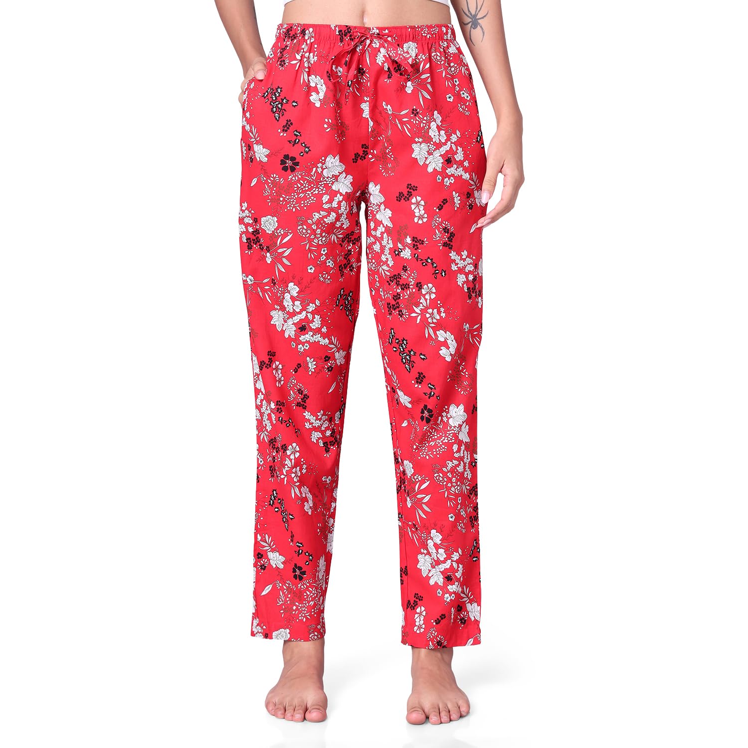 urban scottish Women Cotton Floral Printed Pyjama with Side Pockets-picture-56