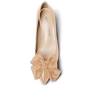 Amazon.com | WAYDERNS Women's Beige Bow Decoration 2 Inch