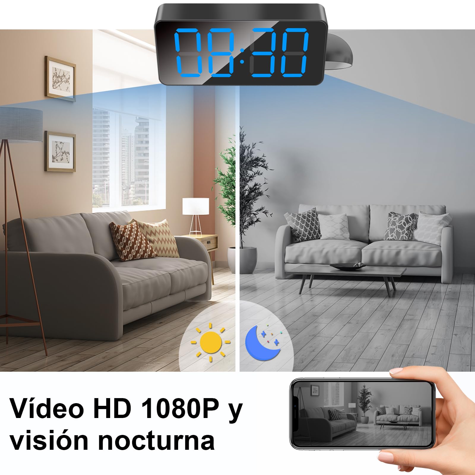 LXMIMI WiFi Cámara Espía, 2.4G/5Ghz WiFi Oculto Reloj Cámara HD 1080P Mini WiFicámara Espía con Detección de Movimiento y Visión Nocturna, Visión Remota
