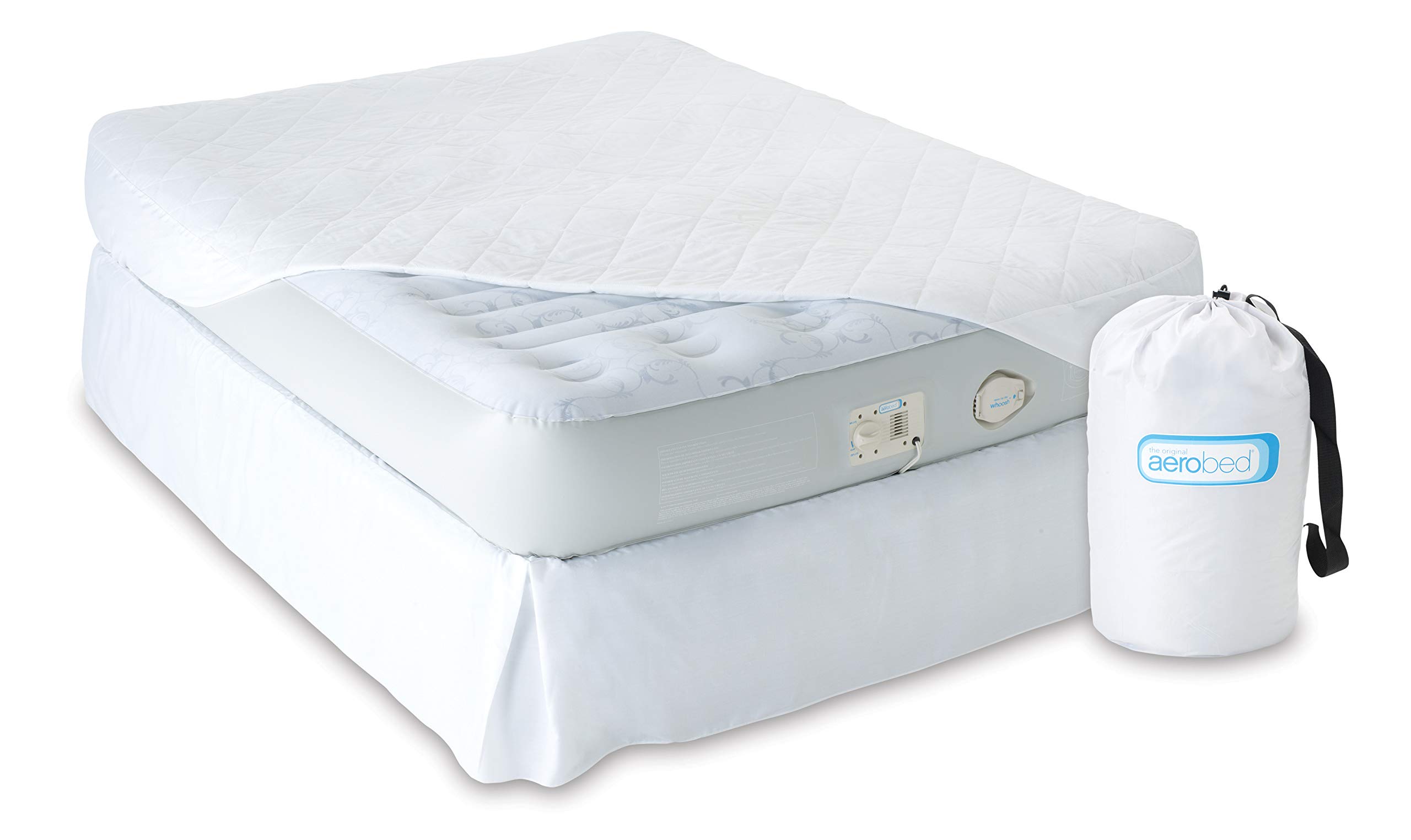 Aerobed Airbed Deluxe, Indoor Air Bed with Built-In Electric Pump, Blow Up Guest Bed, Flocked Inflatable Mattress