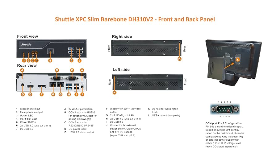Amazon.com: Shuttle XPC Slim DH310V2 Mini Barebone PC Intel