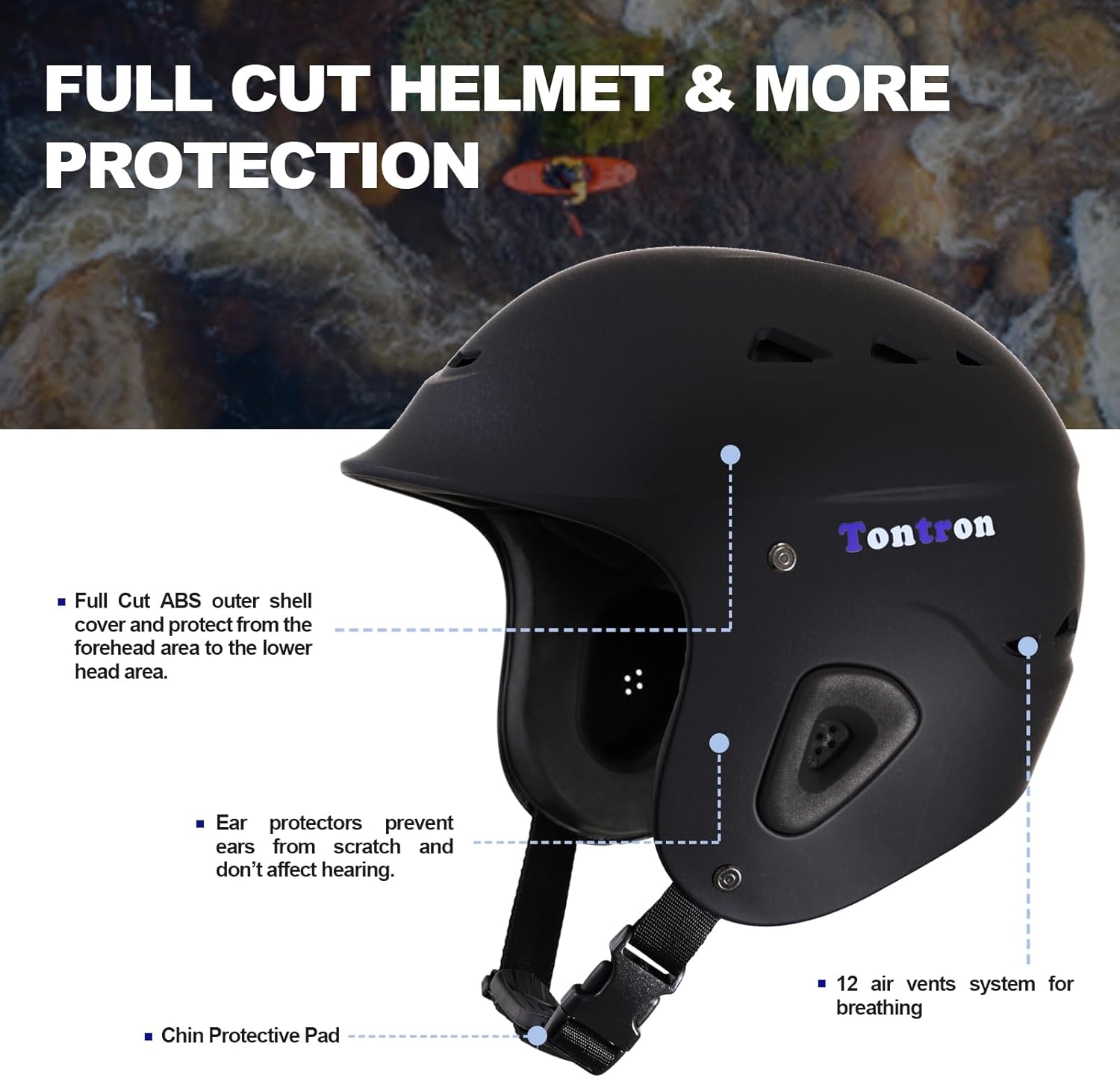 Tontron Sailonger Adult Full Cut Whitewater Kayaking Rafting Paddling Watersports Helmet