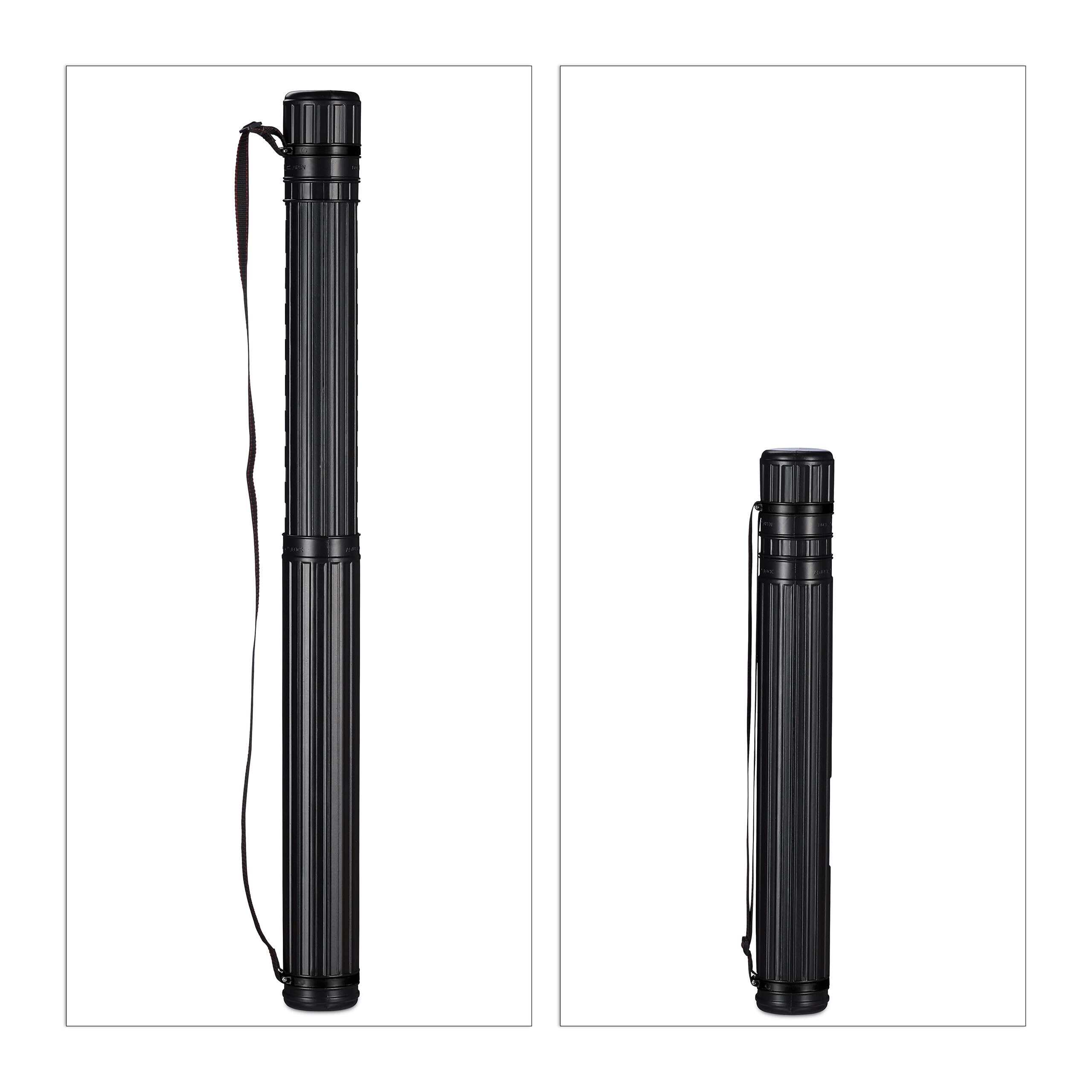 Relaxdays Tube de Transport pour Poster et Dessin, Extensible 64-107 cm, Format 0A, Noir