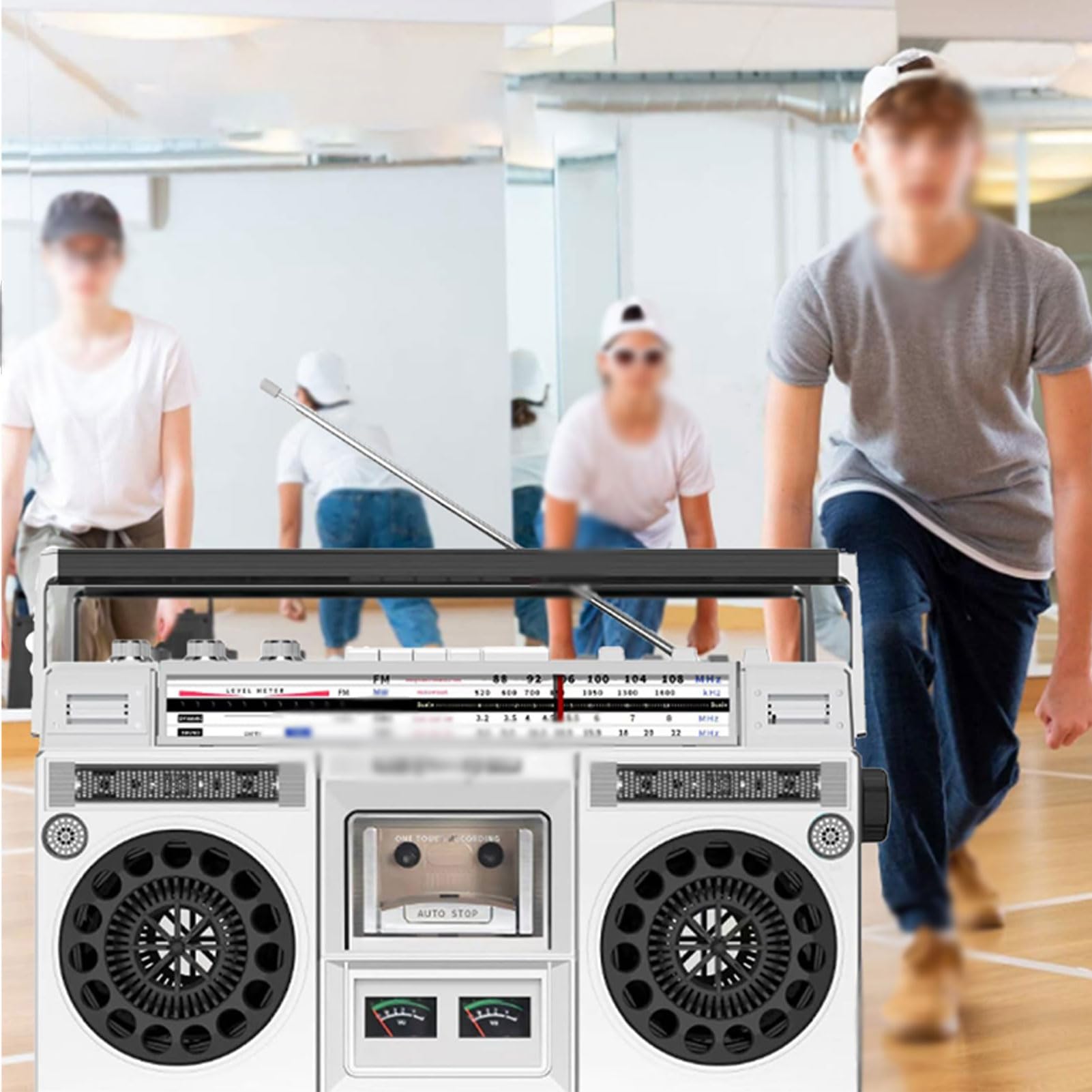 Lettore Cd Retrò, Classico Stereo Portatile Bluetooth Stile Anni '80, Supporta Ingresso Sd/Usb, con Radio Am/Fm, Registrazione/Trascrizione Un Clic, per Balli Strada,DAB+