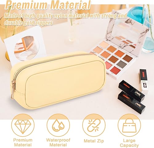 Miniatura 4 de Iqimott Bolsa de viaje de nylon grande del maquillaje, bolso cosmético grande Preppy del organizador del maquillaje de nylon de gran capacidad bolsa