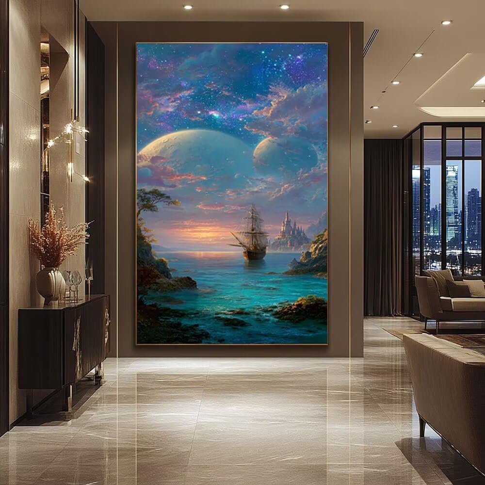 5D Diamentowe Malowanie Dorośli Duży Rozmiar 50x100cm, Planeta Łódź DIY Obraz Diamentowy Dla Dorosłych Pełny, Zestaw Diamentowy Sztuka Dla Dzieci, Kryształ Haft Ścieg Krzyżowy Wystrój Domu Lgl8-129