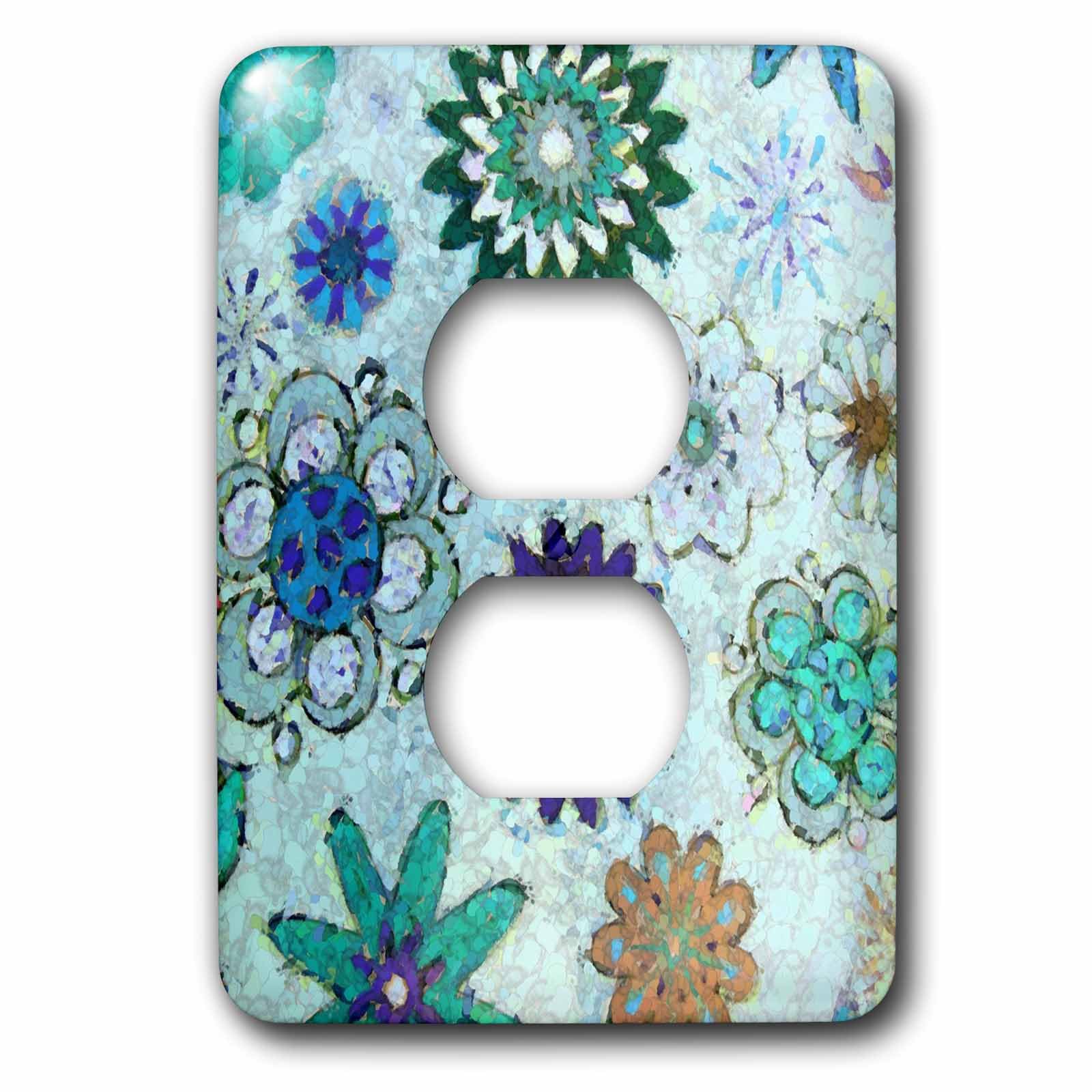 Mosaïque Blues 2 prises de prise cache double prise murale décorative 3dRose