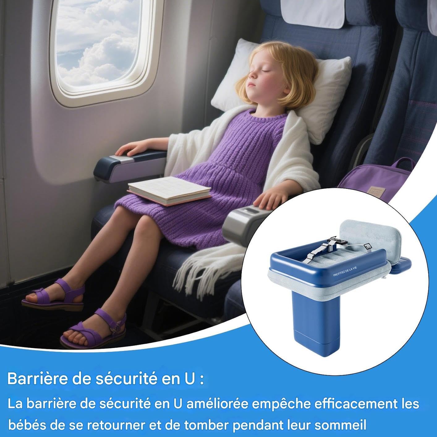 Générique Lit Enfant Avion Portable Doux Pliable | Lit Gonflable De Pour , road trip, camping, hôtel, crèche, siège auto, train, aérien