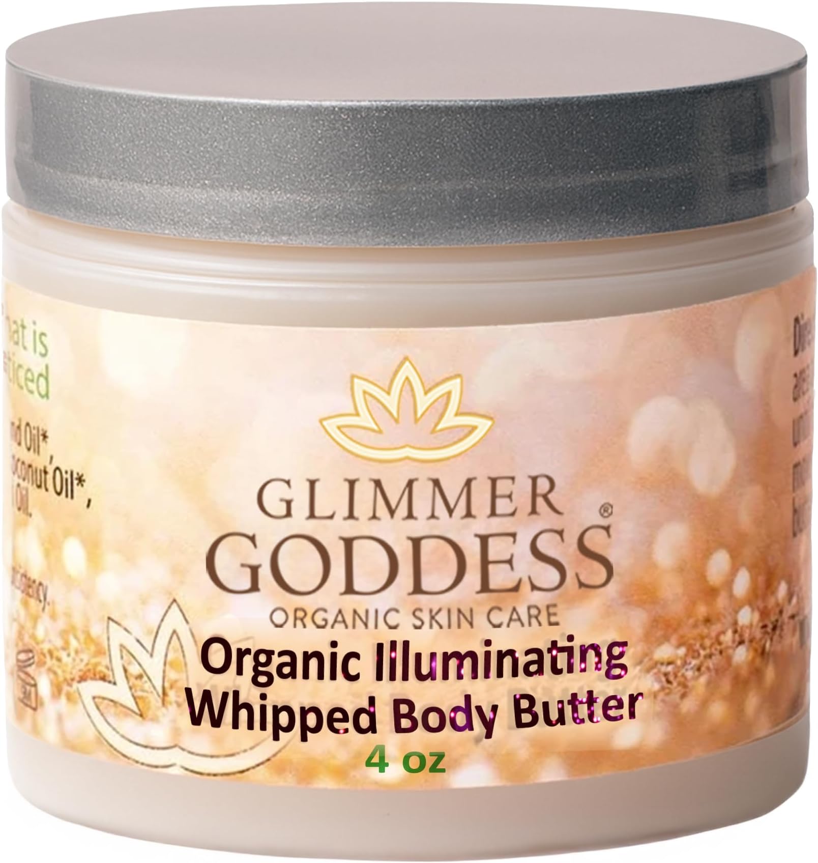 Shimmer Body Butter with Organic Whipped Shea Butter for Hydration, Moisturizing & Silky Natural Glow - Bronze Subtle, 4 oz