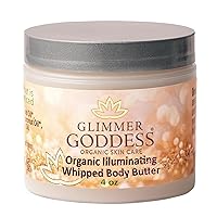 Vista 11 de GLIMMER GODDESS Brillo corporal de karité orgánico batido tamaño viaje (bronce, diamante y brillo dorado)