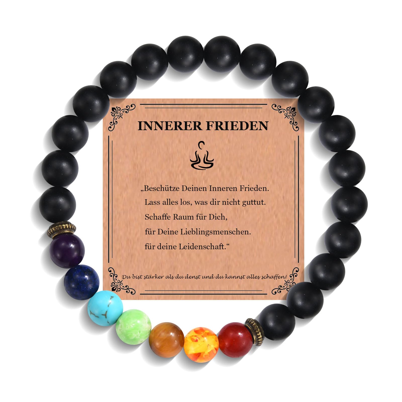 JEWTOP Naturstein Perlen Armband (8 mm) - Heilsteine für Damen, Schutz Chakra Yoga für Freundschaft/Paar/Freundin/Schwester