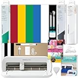 Joy Xtra Cutting Machine with Rainbow Smart Vinyl Sampler Packs and Tools Bundle - Beginner Portable Bluetooth Compatible Craft Cutting Machine and Cutting Materials