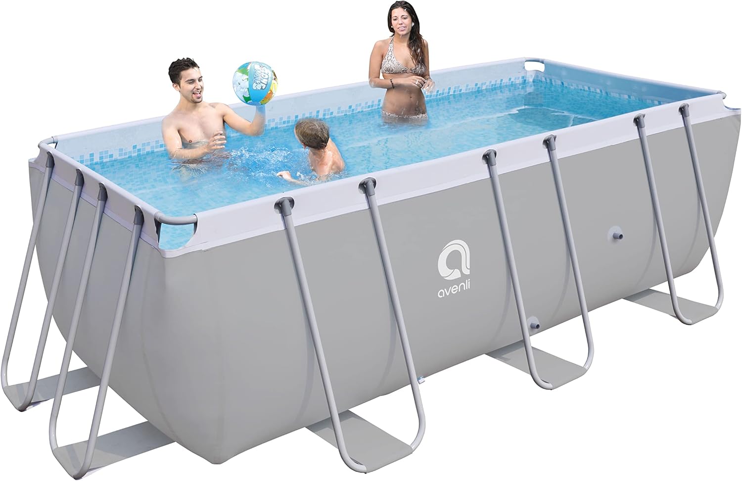 People enjoying the Avenli Rectangular Frame Pool