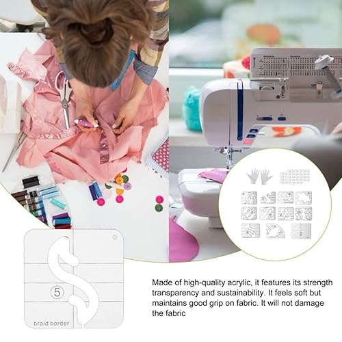 Miniatura 6 de El juego de 15 plantillas de acolchado de movimiento libre incluye 11 plantillas de acolchado, 2 hojas48 calcomanías de acolchado antideslizantes y