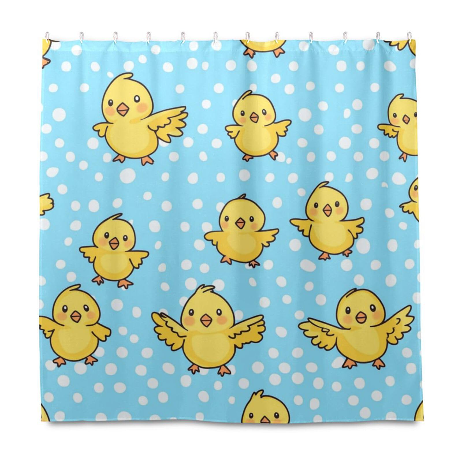 Rideau de douche étanche anti-éclaboussures 183x183 lavable motif poussins