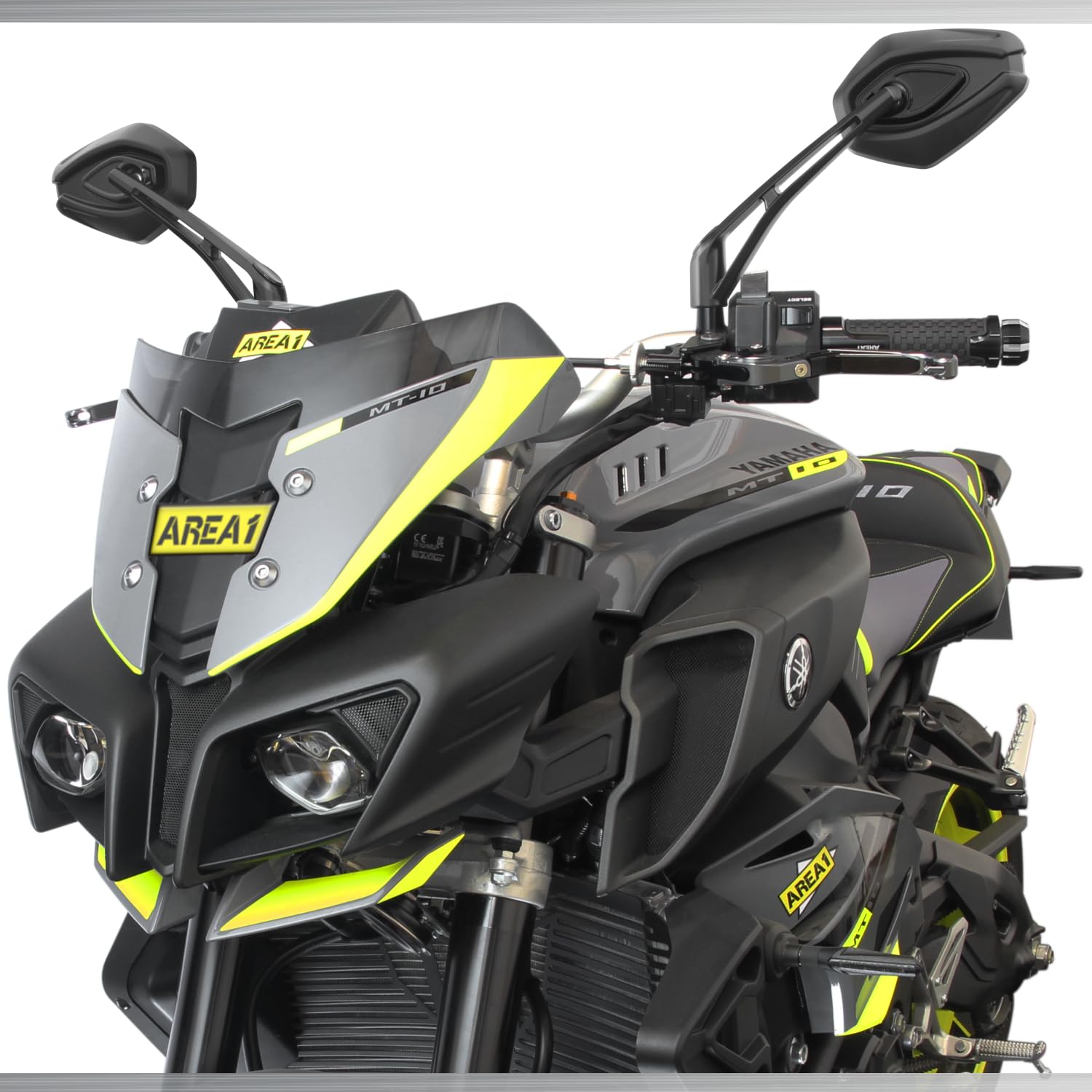 Area1 Rétroviseur moto et scooter Rouge (2 pièces) homologué E, 2xM10/M8 filetage à droite+1xM10/M8 filetage à gauche ATV, Quad (Noir)