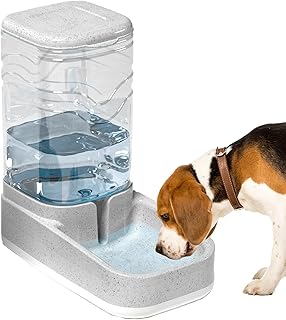 67i Automatic Gravity Pet Water Dispenser Self-Dispensing Gravity 3.8 L Pet Waterer Cat and Dog Water Dispenser Gravity Dog Water Bowl 1 Gallon Cat and Dog Gravity Water Dispenser (Grey+Waterer)