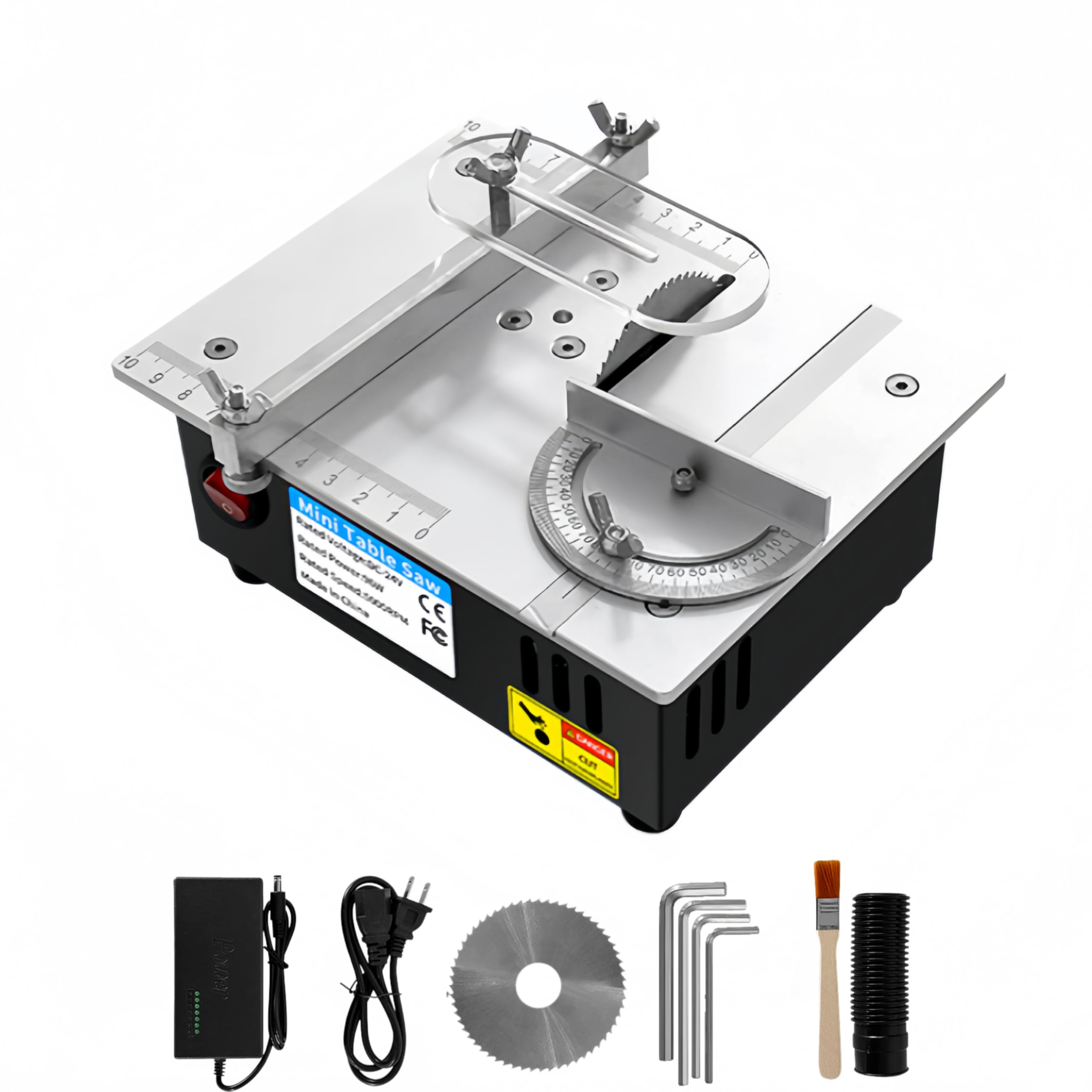 Mini Sierra Circular de Mesa,Sierra de Mesa con 7 Velocidades Ajustables, 5000 rpm, Profundidad de Corte de 0-14 mm,para Madera, Tableros Delgados y Trabajos Manuales de Bricolaje.