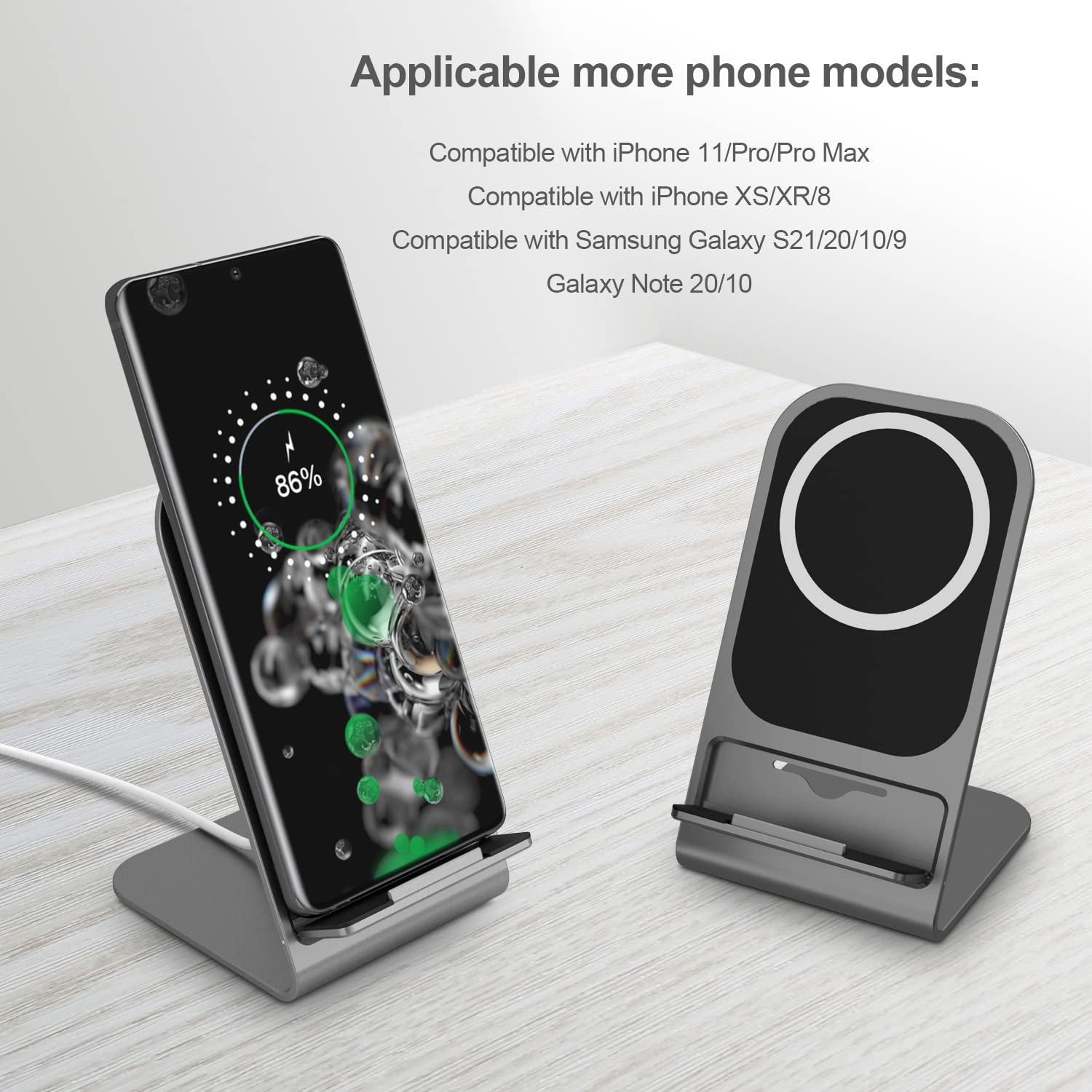 Chargeur Sans Fil Rapide 15W - Compatible Qi Android/iOS - Surface Antidérapante, Ultra-fin (6,5 Mm) - Sécurité Intégrée